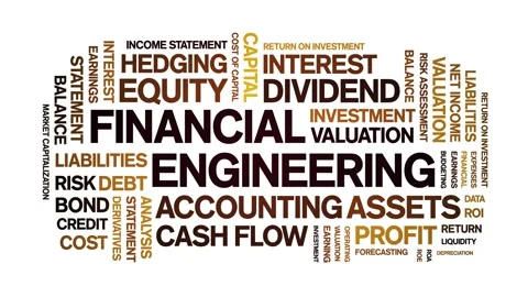 Financial Engineering animated word cloud,animation tag kinetic typography loop Stock Footage 312077186