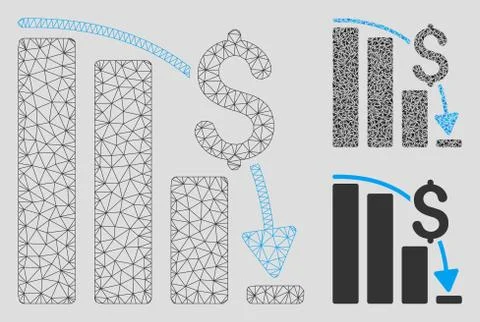Financial Epic Fail Vector Mesh Network Model and Triangle Mosaic Icon Stock Illustration