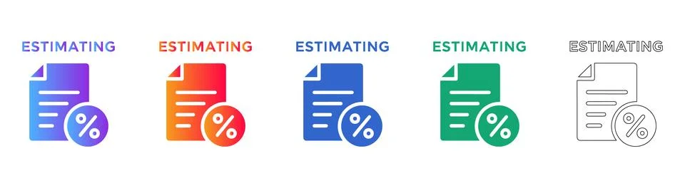 Financial Estimating Document Icon Set Stock Illustration
