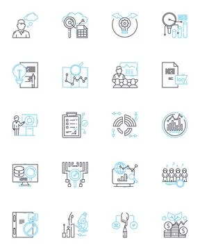 Financial evaluation linear icons set. Profitability, Liquidity, Solvency Illustrazione stock