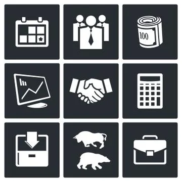 Financial exchange icon set Stock Illustration