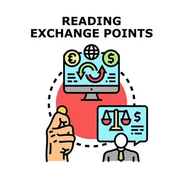 Financial exchange points reading comparing online currency rates Stock Illustration