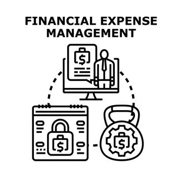 Financial expense management tracking planning process illustration Stock Illustration