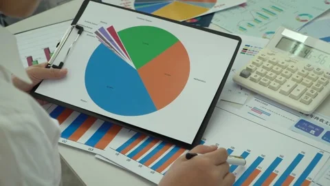 Financial experts are analyzing and studying financial data Stock Footage 313775220
