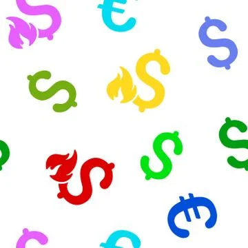Financial Fire Flat Vector Seamless Pattern 스톡 일러스트