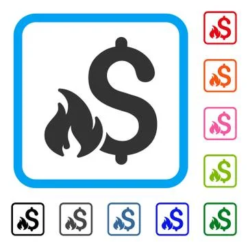 Financial Fire Framed Icon Stock Illustration