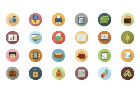Financial Flat Colored Icons Stock Illustration