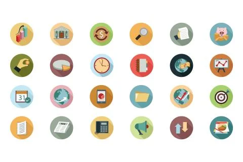 Financial Flat Colored Icons Set Stock Illustration