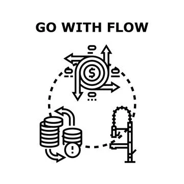 Financial flow management system concept and money stream Stock Illustration