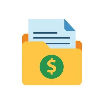 Financial Folder with Document and Dollar Sign Icon on white background iso.. 스톡 일러스트