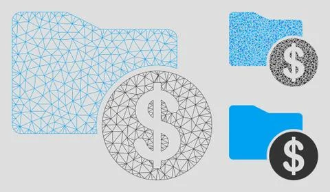 Financial Folder Vector Mesh 2D Model and Triangle Mosaic Icon Stock Illustration