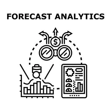 Financial forecast analytics predicting business future trends Stock Illustration