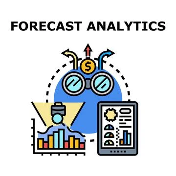 Financial forecast analytics predicting business future trends Stock Illustration