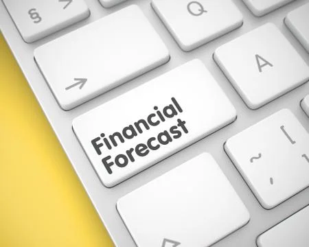Financial Forecast - Message on White Keyboard Button. 3D. Illustrazione stock