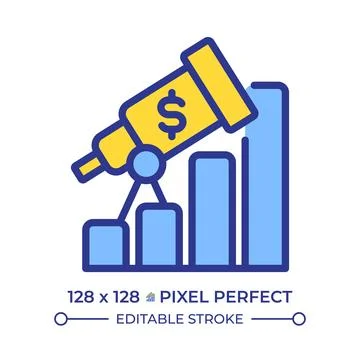 Financial forecast pixel perfect line color icon Stock Illustration