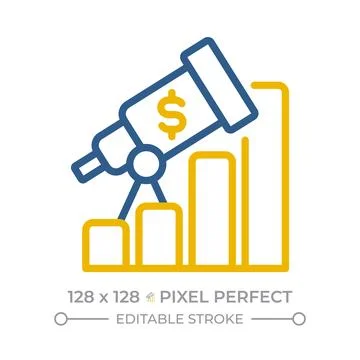 Financial forecast pixel perfect two color line icon Stock Illustration