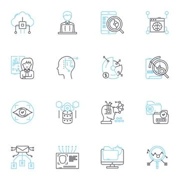 Financial forecasting linear icons set. Projection, Budgeting, Trending Stock Illustration