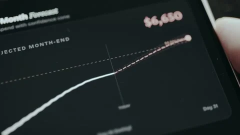 Financial forecasting tool calculating a projected month-end balance Stock Footage 332083462