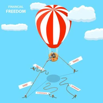 Financial freedom isometric flat vector concept Illustrazione stock