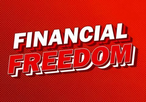 Financial freedom text on red background with bold style Stock Illustration