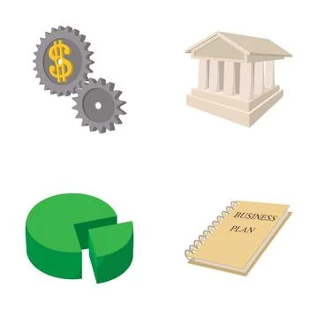 Financial gears, banking, pie chart and business plan Stock Illustration
