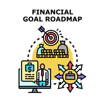 Financial goal roadmap developing investment strategy Stock Illustration