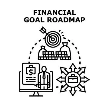 Financial goal roadmap developing investment strategy Stock Illustration