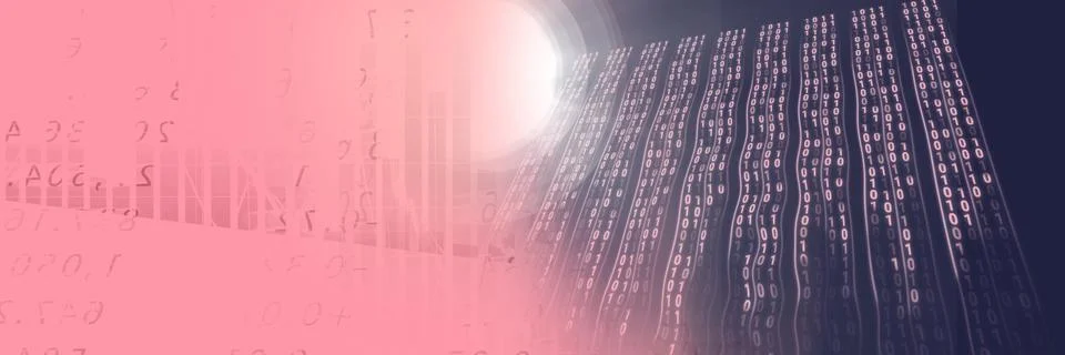 Financial graph and computer code against gradient background, finance and Stock Illustration