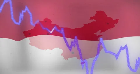 Financial graph animation over map and flag of monaco Stock Footage 306507536