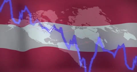 Financial graph animation over world map and austria flag Stock Footage 306507415