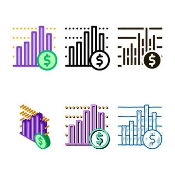 Financial graph chart and coin looks dollar vector icon イラスト素材