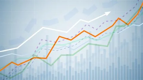 Financial graph chart. Business data analytics. Monitoring finance profit and 스톡 일러스트