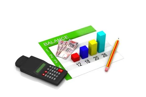 Financial graph, chart with money Stock Illustration