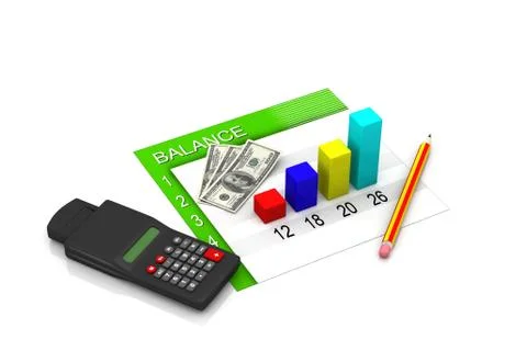 Financial graph, chart with money Stock Illustration