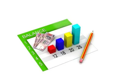 Financial graph, chart with money Stock Illustration