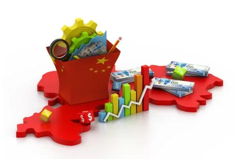 Financial graph in china. Stock Illustration