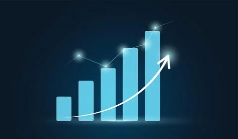 Financial Graph On Digital Technology Strategy Background With Finance Data.. Stock Illustration