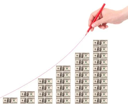 Financial graph with dollars Stock Photos