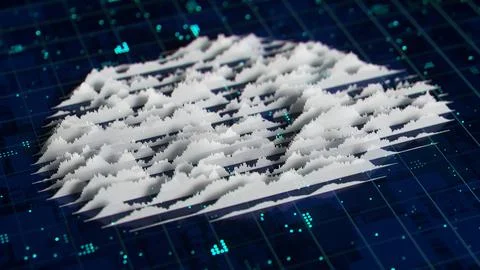 Financial graph hologram on table with computer background. 3D render. Stock Illustration