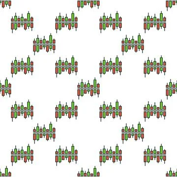 Financial Graph for Investor vector colored seamless pattern Stock Illustration