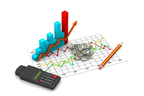 Financial graph with money Stock Illustration