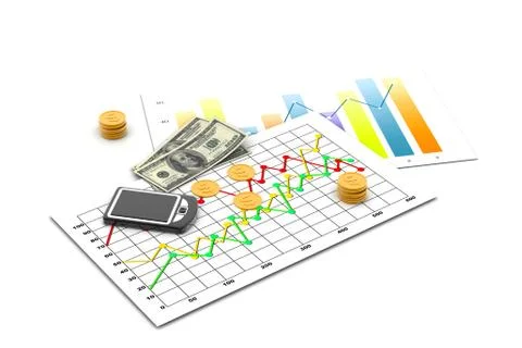 Financial graph with money Stock Illustration
