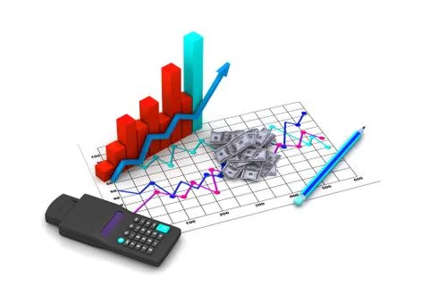 Financial graph with money Stock Illustration