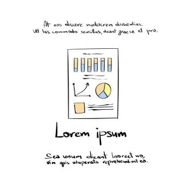 Financial Graph Paper Document with Diagram Hand Draw Color Icon Illustrazione stock