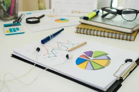 Financial graphs analysis Stock Photos