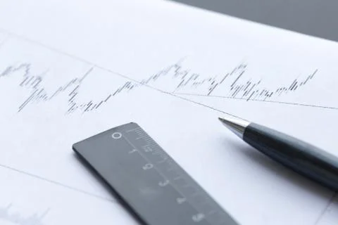 Financial graphs analysis Stock Photos