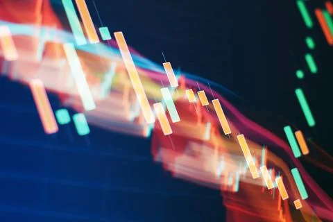 Financial graphs on the computer screen , Stock market graph on led screen. F Stock Photos