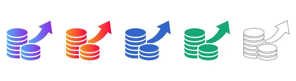 Financial Growth and Coin Stack Icons Stock Illustration