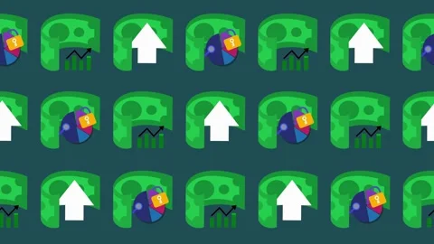 Financial growth and data security seamless pattern with money and charts Stock Footage 330278742