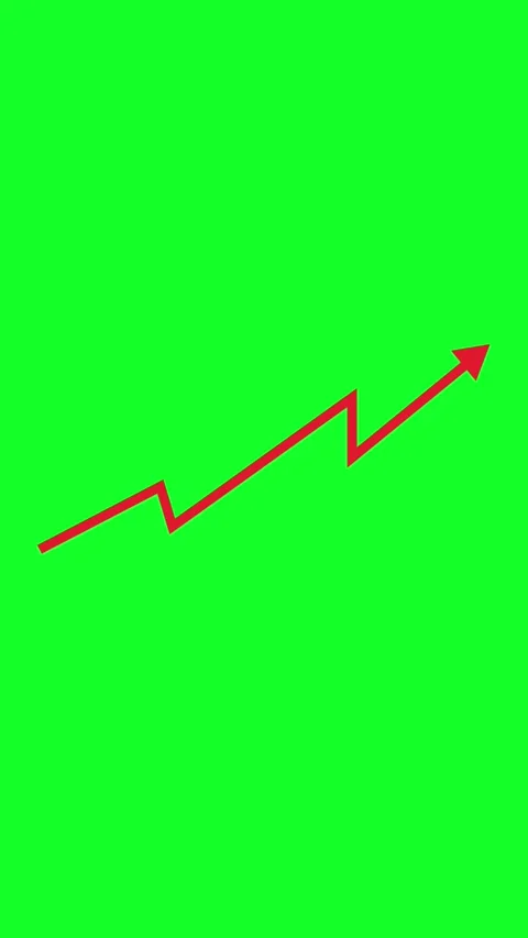 Financial Growth Arrow Chart With Coins Animation On Green Screen Stock Footage 346565335